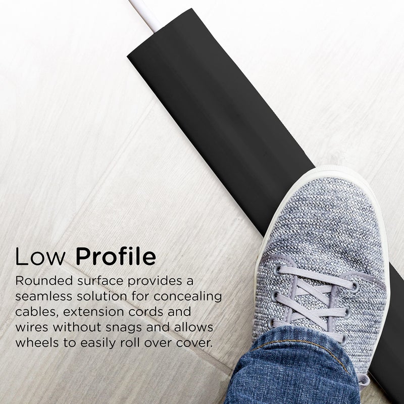 Cordinate 10ft Floor Cord Cover, Cable Protector, Hide Extension Cords, Protect Cords, Prevent Cable Trips, Heavy Duty Cord Hider - Cable Cavity = 0.75" (W) x 0.43" (H) - Black - Image 5
